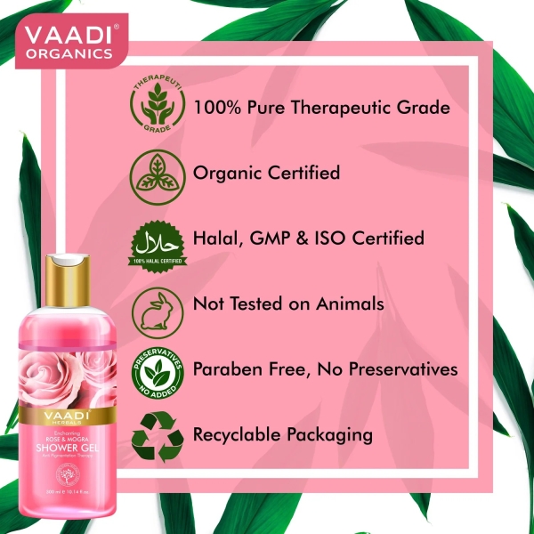 VAADI Enchanting Rose and Mogra Shower Gel (300 ml) - Image 2