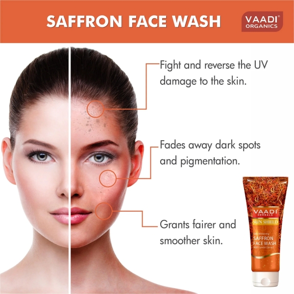 VAADI Skin Whitening Saffron Face Wash With Sandal Extract (60 ml) - Image 2