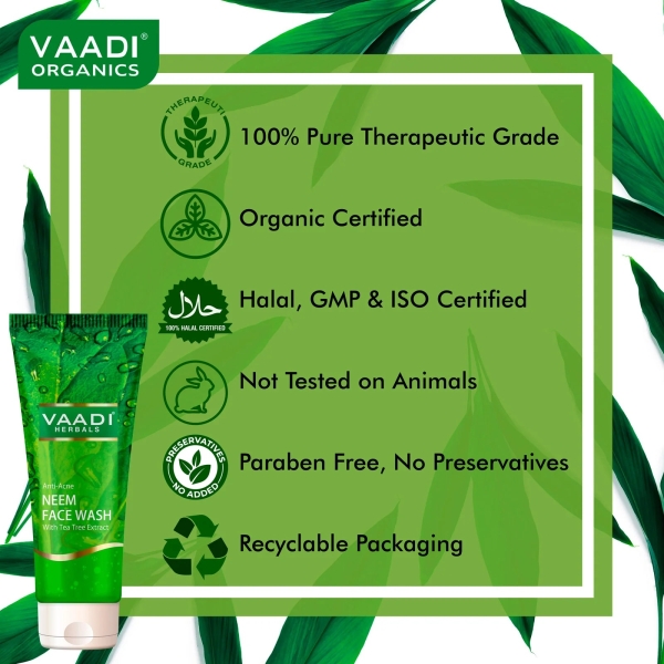 VAADI Pack of 4 Anti-Acne Neem Face Wash With Tea Tree Extract (60ml) (Pack of 4) - Image 8