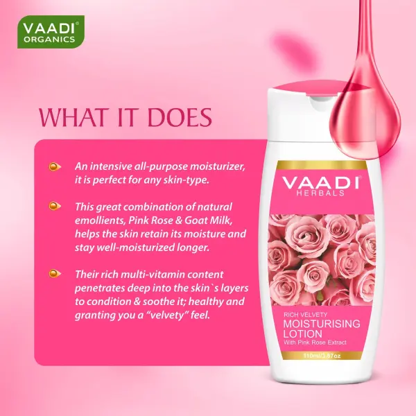 VAADI Moisturising Lotion With Pink Rose Extract (110 ml) - Image 6