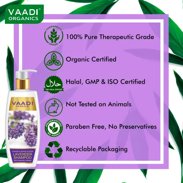 VAADI Lavender Shampoo with Rosemary Extract-Intensive Repair System (Pack of 3)[350 ml each] - Image 2