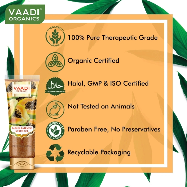 VAADI Papaya Fairness Scrub Gel with Honey & Saffron (110gm) (Pack of 2) - Image 2