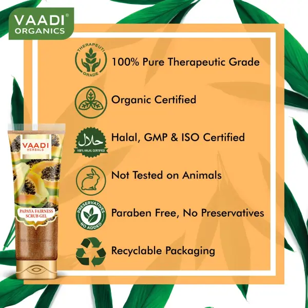 VAADI Papaya Fairness Scrub Gel with Honey & Saffron (110 gm) - Image 2