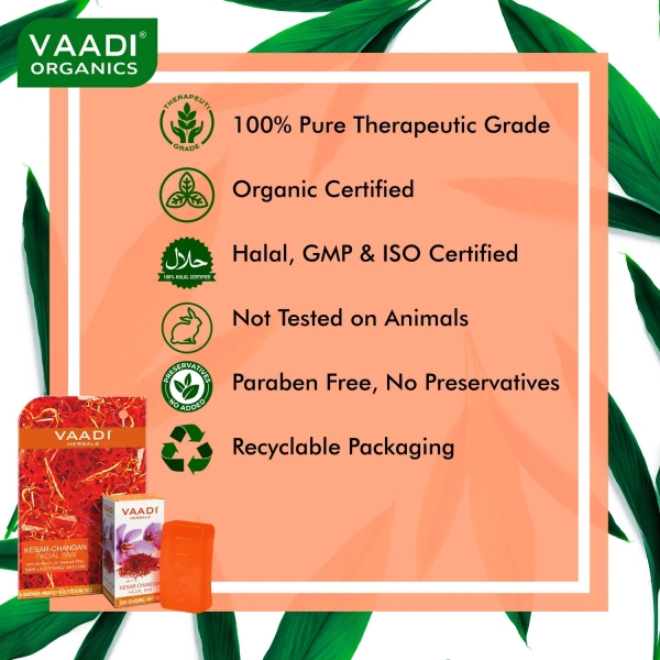 VAADI Kesar Chandan Facial Bars with Extract of Orange Peel (25 gm) (Pack of 4) - Image 5