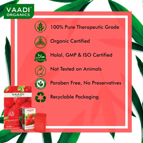 VAADI Strawberry Facial Bar with Grapeseed Extract (25 gm) - Image 6
