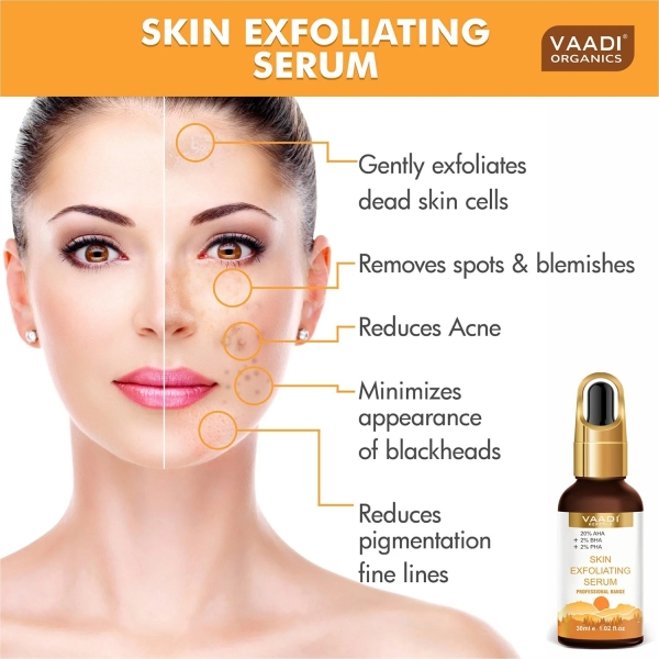 VAADI Skin Exfoliating Serum With 20% AHA And 2% BHA & 2% PHA (30 ml) - Image 2