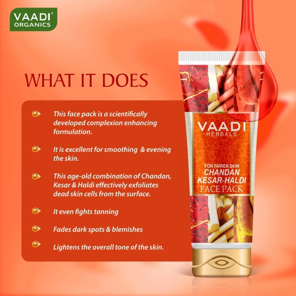 VAADI Chandan Kesar Haldi Fairness Face Pack (120 gm) - Image 5