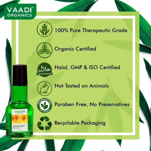 VAADI Aromatherapy Body Oil-Lemongrass and Lily Oil (110 ml) - Image 5