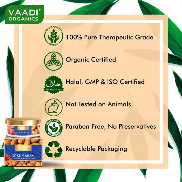VAADI Cold Cream with Almond Oil, Aloe Vera & Saffron (150 gm) (Pack of 3) - Image 2