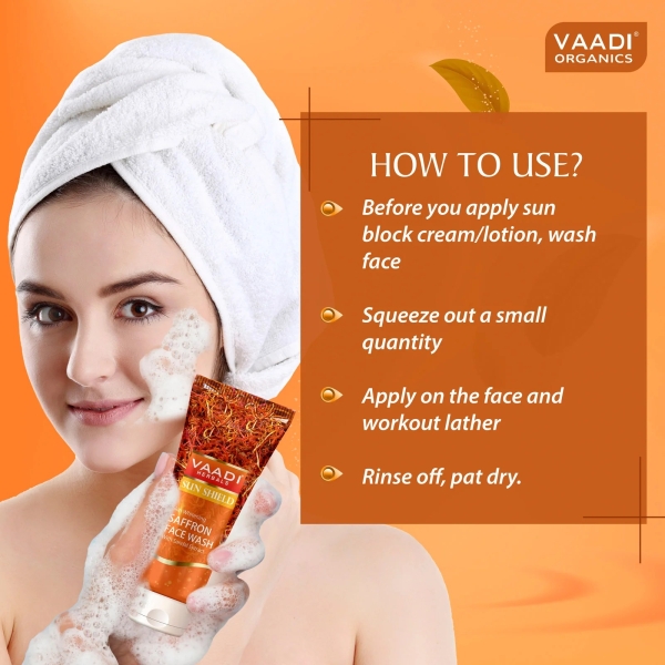 VAADI Skin Whitening Saffron Face Wash With Sandal Extract (60 ml) - Image 3