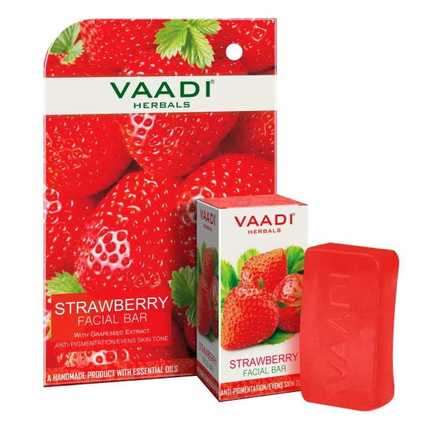 VAADI Strawberry Facial Bars with Grapeseed Extract (25 gm) (Pack of 4) - Image 3
