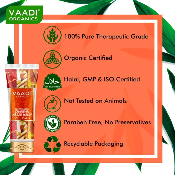 VAADI Chandan Kesar Haldi Fairness Face Pack (120 gm) - Image 6