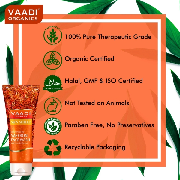 VAADI Skin Whitening Saffron Face Wash With Sandal Extract (60 ml) - Image 4