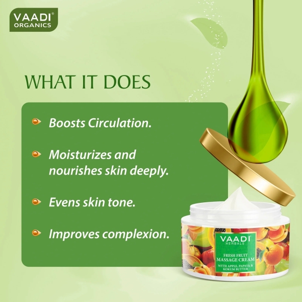 VAADI Fresh Fruit Massage Cream With Apple Papaya & Kukum Butter (500gm) - Image 5