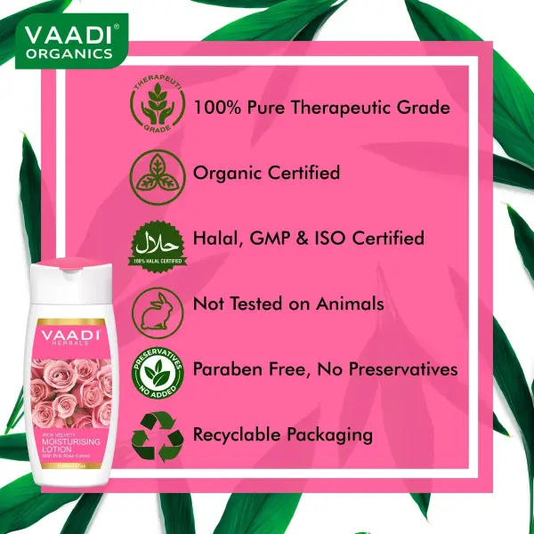 VAADI Moisturising Lotion With Pink Rose Extract (110 ml) - Image 2