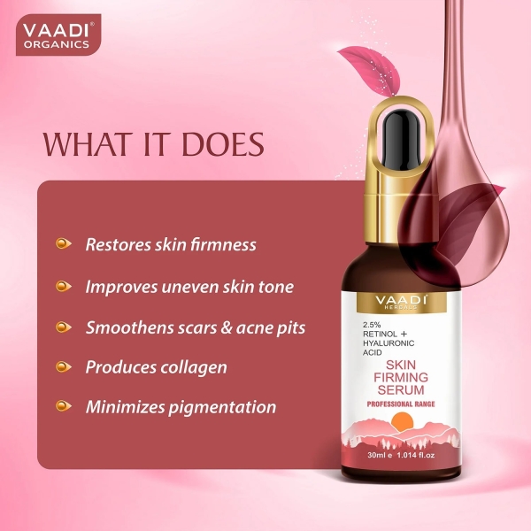 VAADI Skin Firming Serum With 2.5% Retinol & Hyaluronic Acid (30 ml) - Image 4