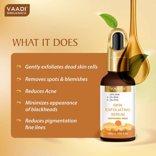 VAADI Skin Exfoliating Serum With 20% AHA And 2% BHA & 2% PHA (30 ml) - Image 5