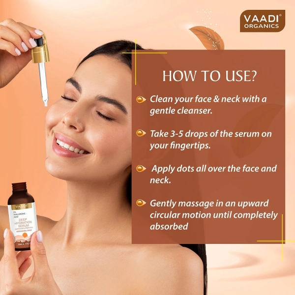 VAADI Deep Hydration Serum With 2% Hyaluronic Acid & Oats Protein (30 ml) - Image 3