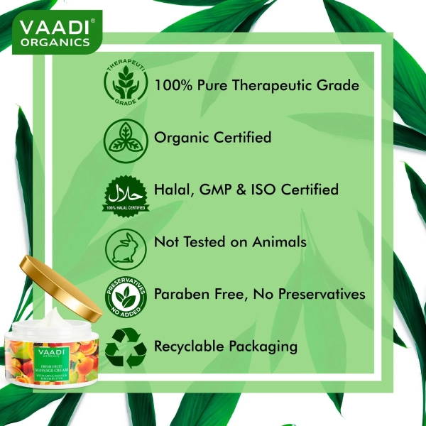 VAADI Fresh Fruit Massage Cream With Apple Papaya & Kukum Butter (500gm) - Image 3