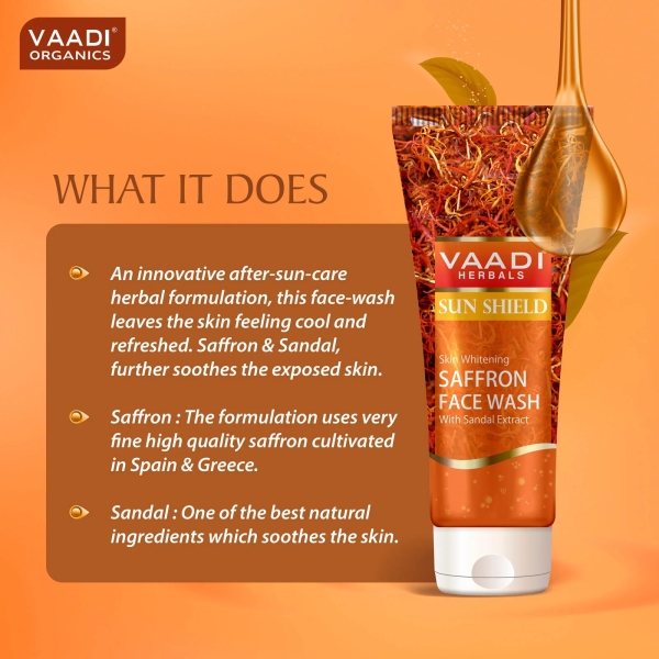 VAADI Skin Whitening Saffron Face Wash With Sandal Extract (60 ml) - Image 5
