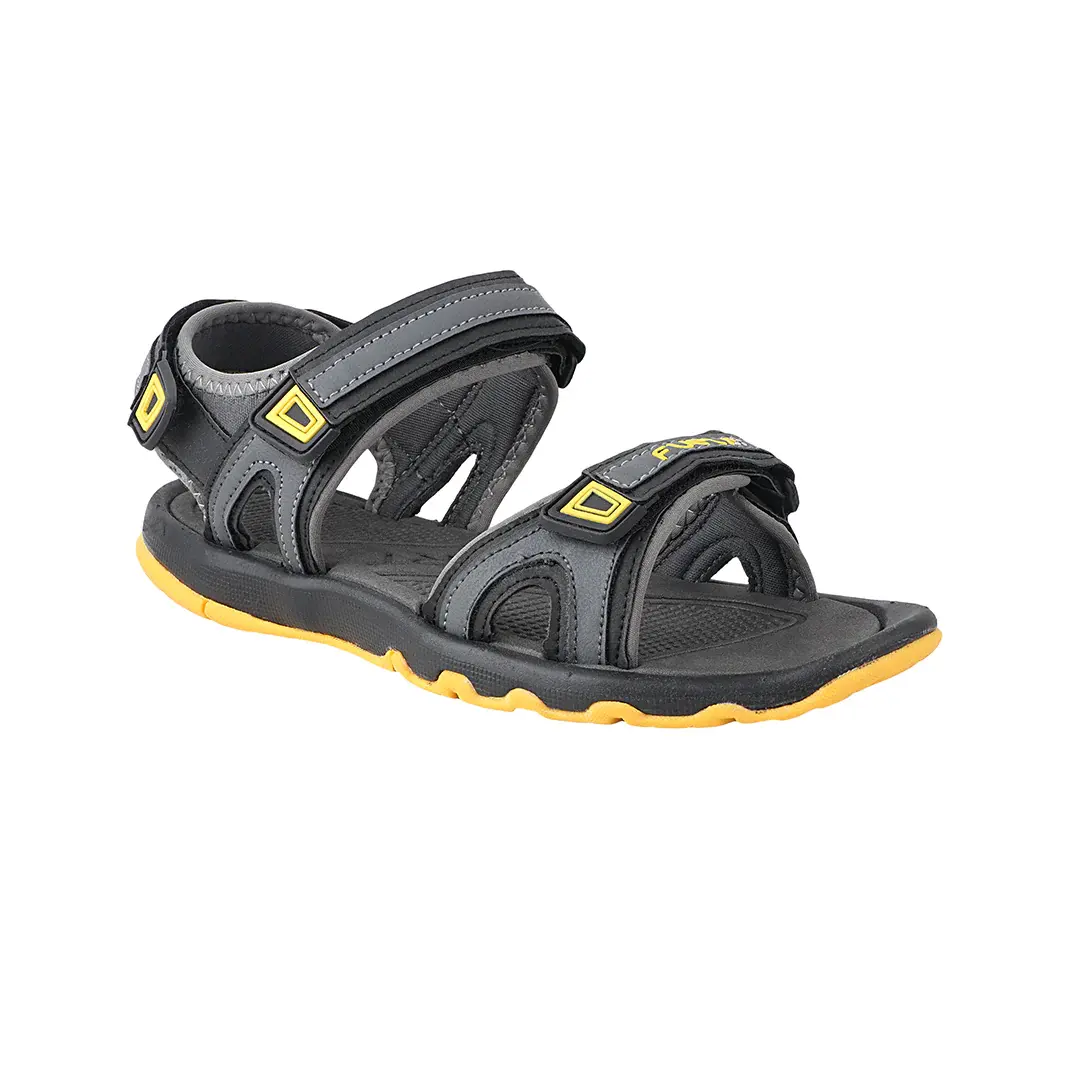 FUEL Captain Sandals for Men (Black-Yellow)
