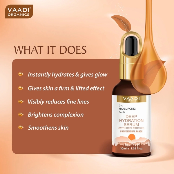 VAADI Deep Hydration Serum With 2% Hyaluronic Acid & Oats Protein (30 ml) - Image 5