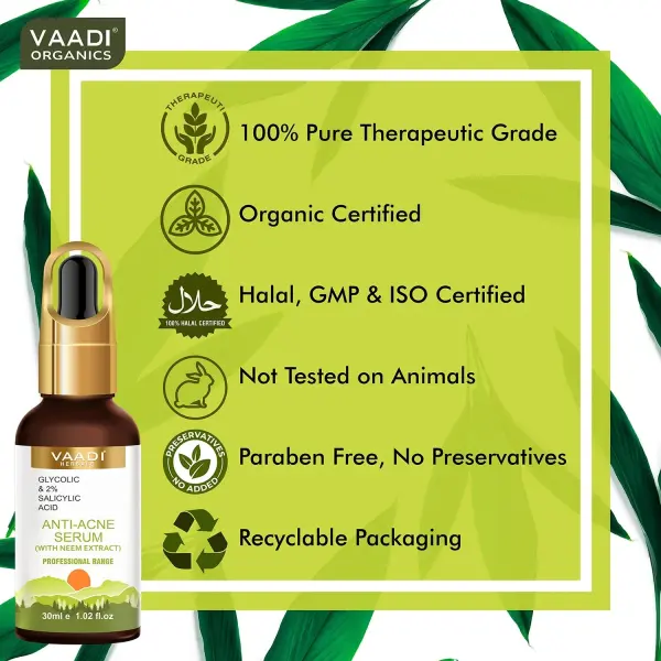 VAADI Anti-Acne Serum With Glycolic & 2% Salicylic Acid (30 ml) - Image 4