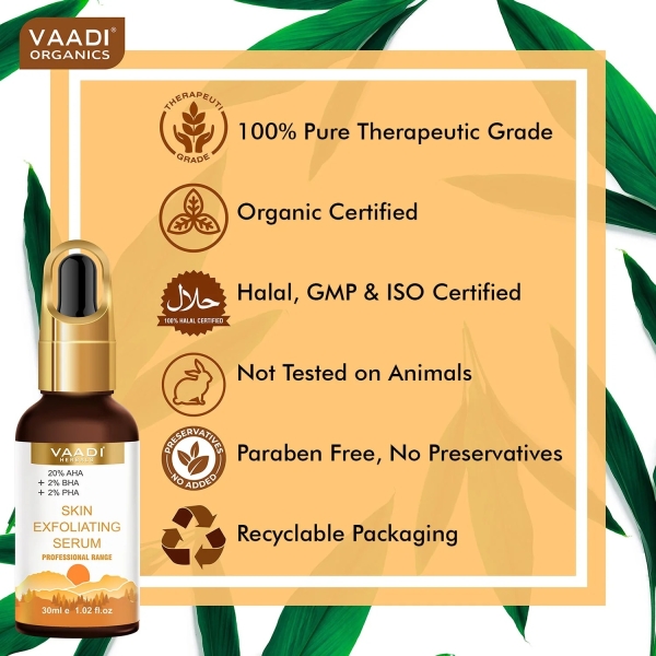 VAADI Skin Exfoliating Serum With 20% AHA And 2% BHA & 2% PHA (30 ml) - Image 3