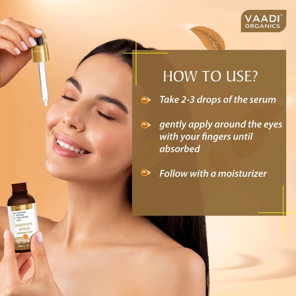VAADI Under Eye Serum With 5% Caffeine & Retinol & Hyaluronic Acid (30 ml) - Image 5