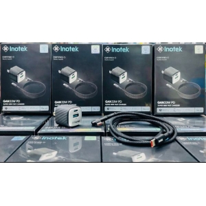 Inotek 33W GaN PD Fast Charger | Dual Port Type-C + USB | Super Mini Quick Charge Adapter with Cable | Sasvat Biz