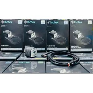 Inotek 33W GaN PD Fast Charger | Dual Port Type-C + USB | Super Mini Quick Charge Adapter with Cable | Sasvat Biz