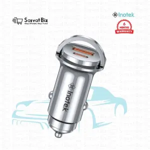 Inotek 55W PD + QC3.0 Mini Metal Car Charger | Dual Port Fast Charging | Sasvat Biz