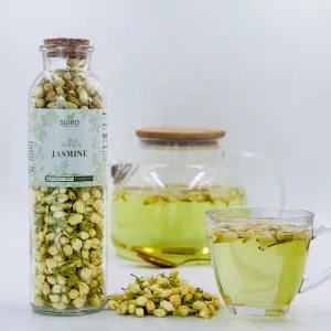 Jasmine Tea For Anxiety, Supports Skin Health, And Sore Throat - 30 GMS Glass Jar Pack - Suiro Teas