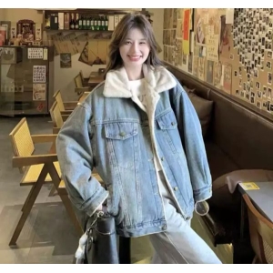 Jeans Jacket With Fur. It Is Unisex Jacket. Color Has Fur. Perfect For Winter.