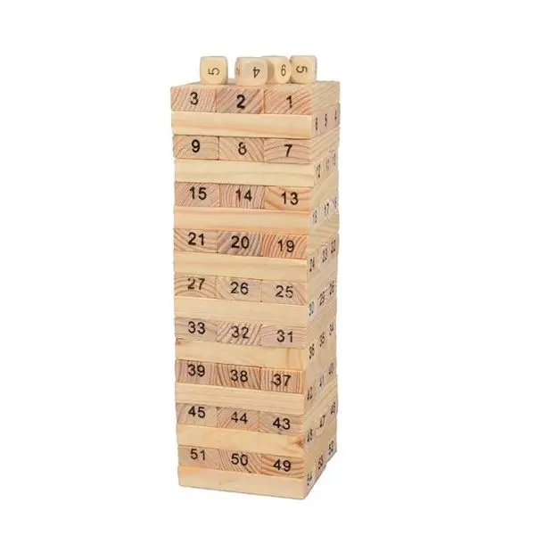 Jenga Blocks / Wooden Blocks 54 Pieces with 4 Dice/ Kids & Adults Fun Games - Image 4