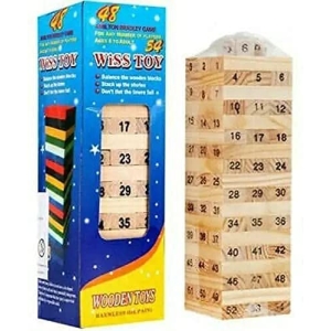 Jenga Blocks / Wooden Blocks 54 Pieces with 4 Dice/ Kids & Adults Fun Games
