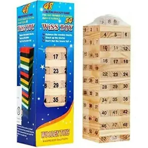 Jenga Blocks / Wooden Blocks 54 Pieces with 4 Dice/ Kids & Adults Fun Games