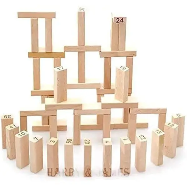 Jenga Blocks / Wooden Blocks 54 Pieces with 4 Dice/ Kids & Adults Fun Games - Image 5