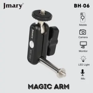 JMARY BH-06 Metal Magic Arm Mount - Versatile 1/4" Screw Camera Monitor LED Light Microphone Mobile Phone Holder (1kg Max Load)