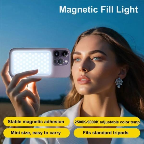 Jmary FM-168R Magnetic LED Photography Fill Light – Portable Rechargeable 160 LEDs Video Light for iPhone, Android, Vlogging & Streaming (2500K–9000K) - Image 4