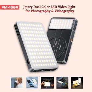 Jmary FM-168R Magnetic LED Photography Fill Light – Portable Rechargeable 160 LEDs Video Light for iPhone