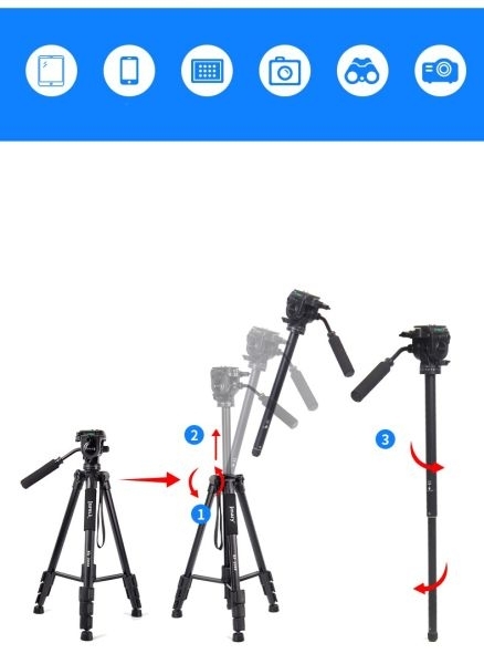 Jmary Kp-2599 Professional Aluminum Tripod For DSLR Camera Video, Photo Tripod - Image 4