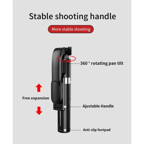 JMARY KT-219 Telescopic Selfie Stick Tripod Stand Cell Phone Clip Rotation Design Remote Shutter - Image 5