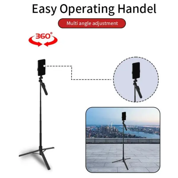 JMARY KT-239 1.75m Telescopic Selfie Stick Tripod Stand Cell Phone Clip Rotation Design Camera Mount Holder - Image 5