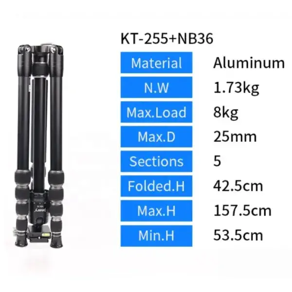 Jmary KT255-NB36 Aluminium Portable Monopod - Image 6