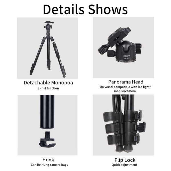 JMARY KT285+NB40 1.64M 2 In 1Tripod With Panoramic Ball Head - Image 4