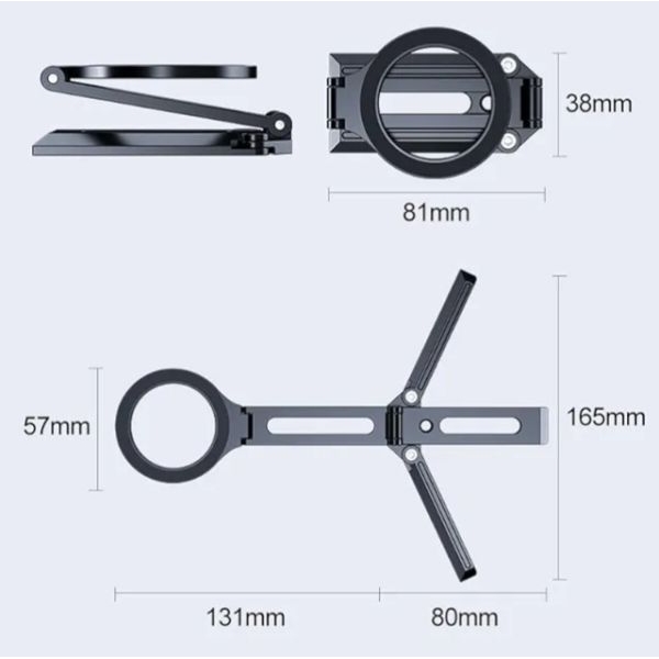 Jmary MS-96 Magnetic Phone Holder – 360° Rotatable Foldable Metal Stand (1/4” UNC) - Image 2