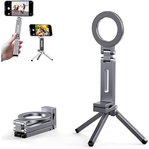 Jmary MS-96 Magnetic Phone Holder – 360° Rotatable Foldable Metal Stand (1/4” UNC) - Image 3