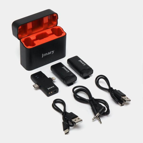 JMARY MW-16 All in One 2.4GHz Dual Wireless Microphone Crystal Clear Audio, Noise Cancellation Plug-and-Play Extended Battery Life with Charging Case - Image 4