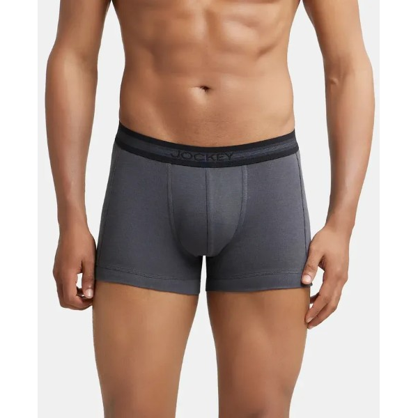 Jockey 1015 Men Super Combed Cotton Rib Solid Trunk (Asphalt) - Image 2